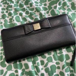 Black Kate Spade Bow Zip Around Wallet
